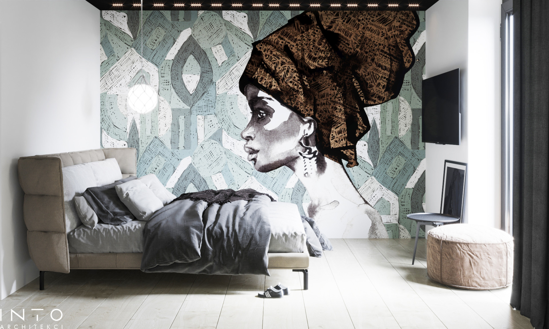 Wnętrza domu w Gdańsku z czarnym sufitem – nowoczesny projekt 360 m²