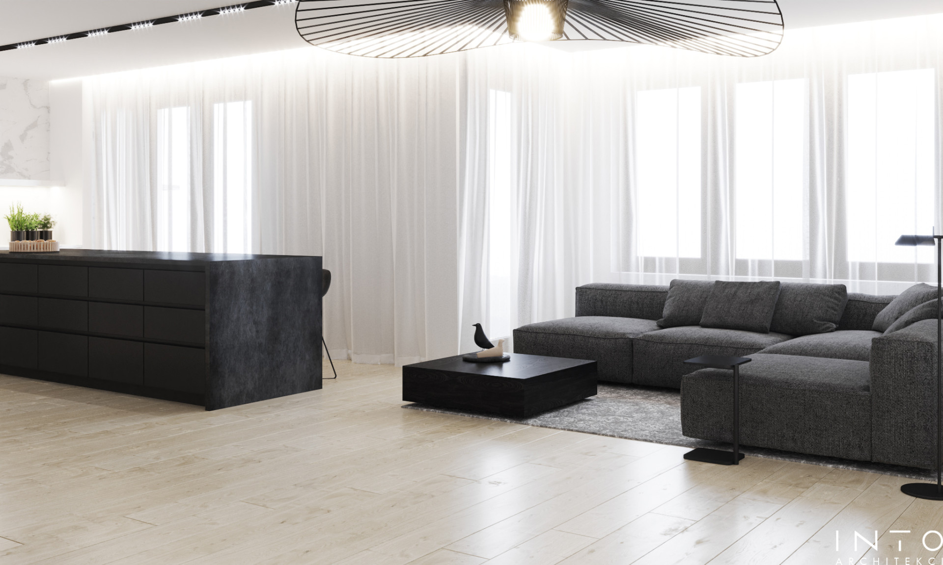 Apartament Warszawa – minimalistyczna przestrzeń z biblioteką